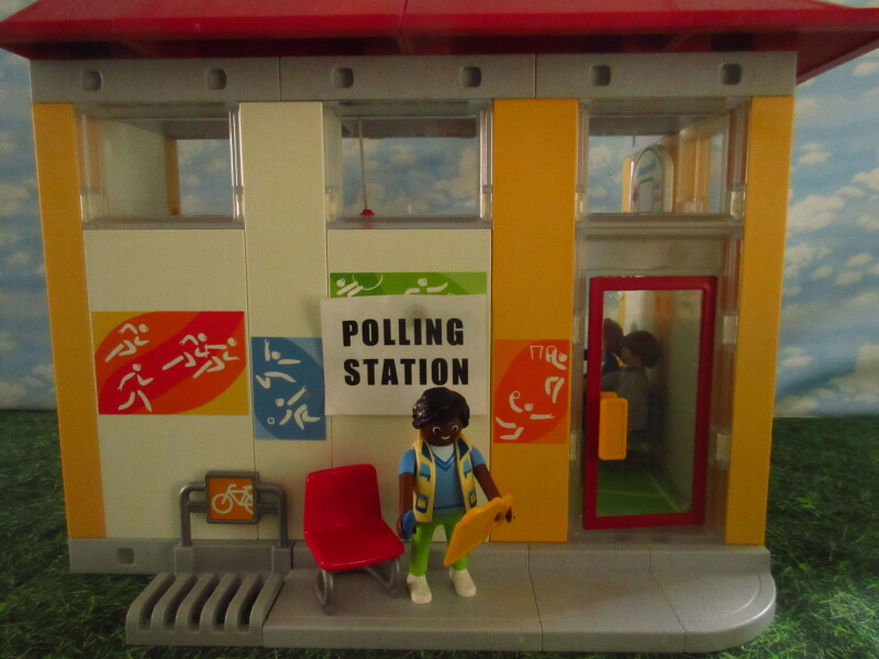 It's general election day for the Playmobil people in our house.