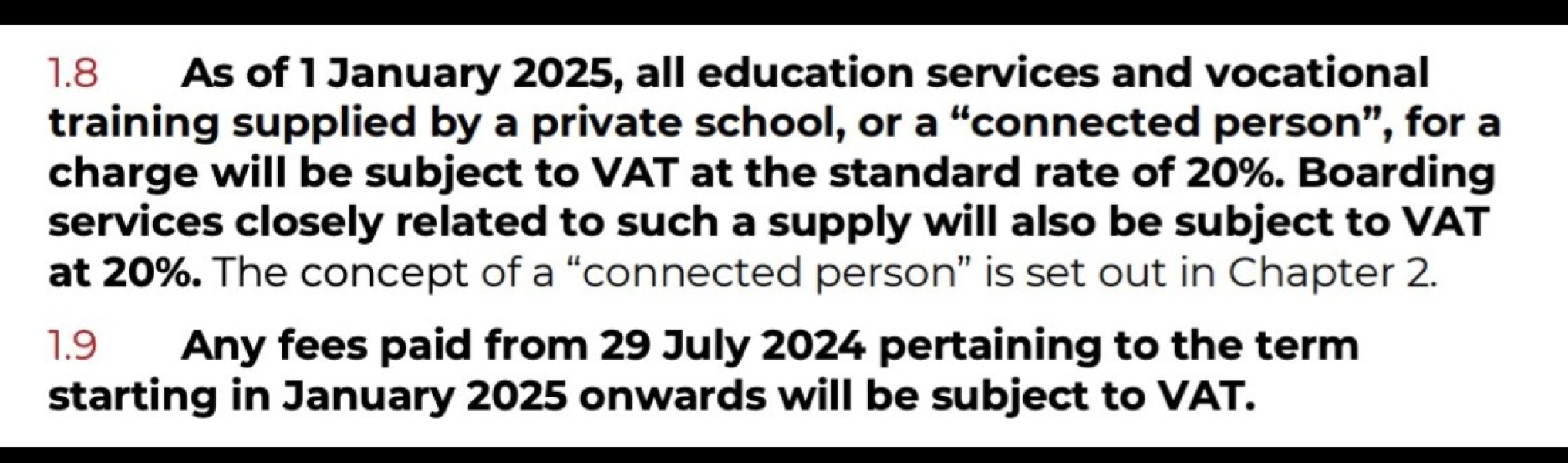 VAT from Jan 2025