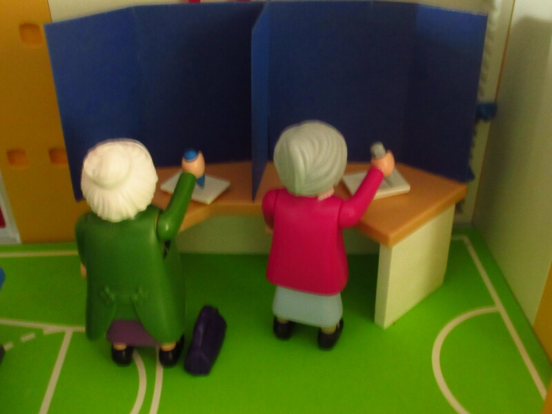 It's general election day for the Playmobil people in our house.
