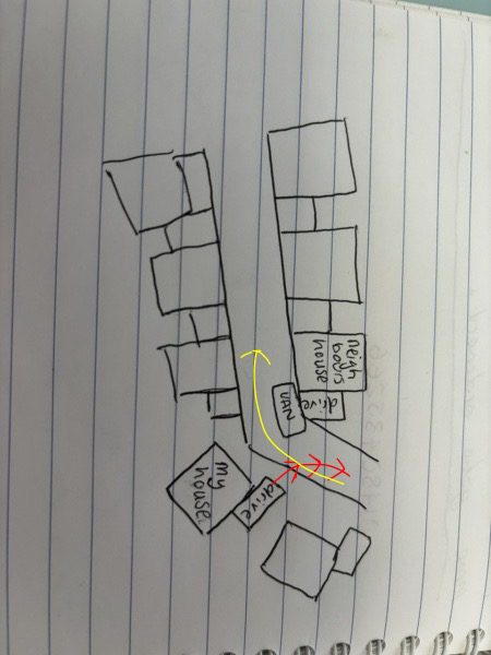 AIBU to ask neighbour to park car elsewhere? Diagram!