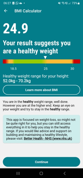 NHS weight loss app, how do I change the daily calorie target?