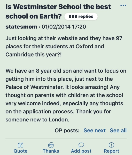 Is Westminster School the best school on Earth?  STATESMOM returns