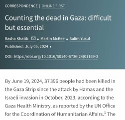 The Lancet publish article estimating 186,000 death toll in Gaza