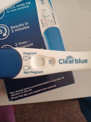 Took one easy at home test this morning faint postive took clearblue looks like this..