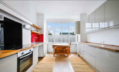 Open plan kitchen and living room.