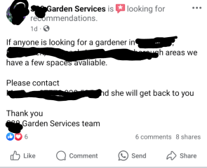 AIBU: Called out my gardener on Facebook