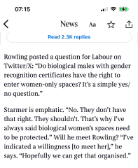Starmer tw don't have the right to use women only toilets