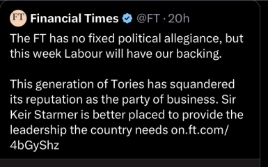 The Financial Times Endorses Labour