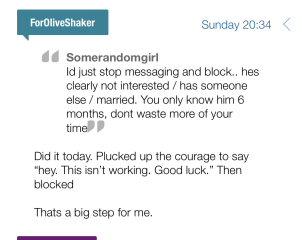 I wanted to update on the “shall I dump him by text post”