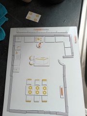 Advice on kitchen/dining/living layout, pictures included.
