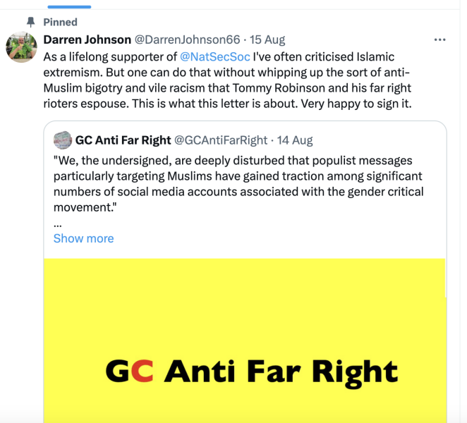 Statement on the gender critical movement and the far right