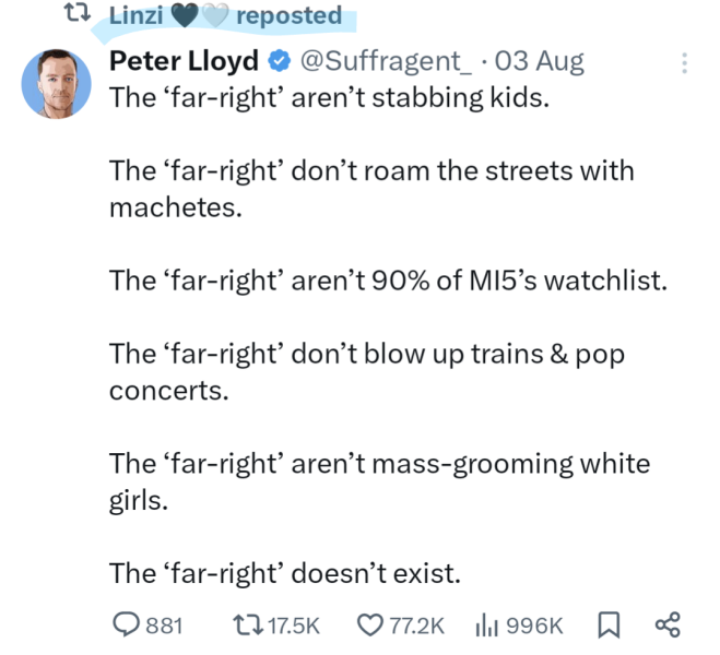 Statement on the gender critical movement and the far right