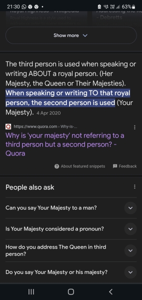 Addressing someone in the 3rd person