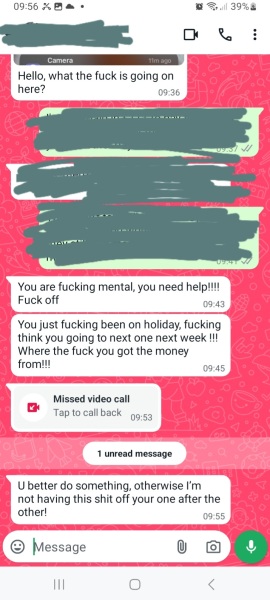 Husband unkind messages