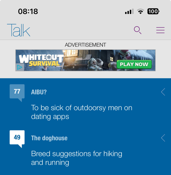 To be sick of outdoorsy men on dating apps