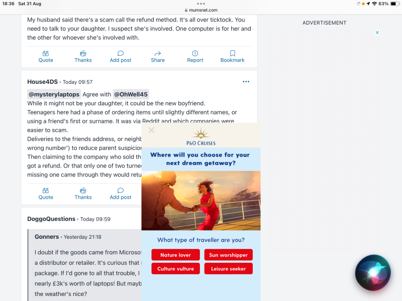 Another advert one p&o cruises