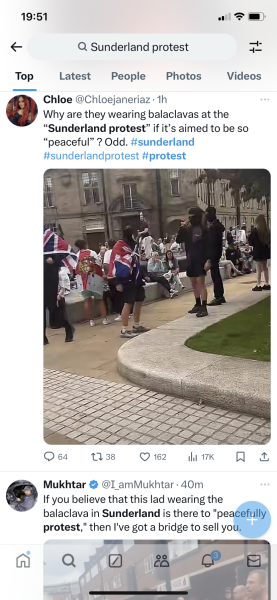 to think these people in Sunderland are not "protesting".