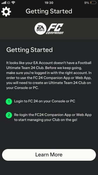 Can anyone please help with EAFC companion app?