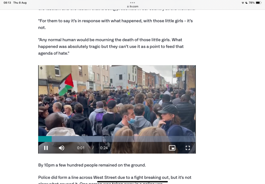 Update on "riots"  tonight from local news sites