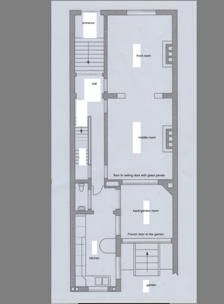 Floor on three interconnecting rooms