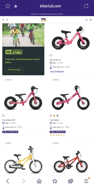 Bike club children's monthly bike subscription - exchange there bike for a new one as they grow!