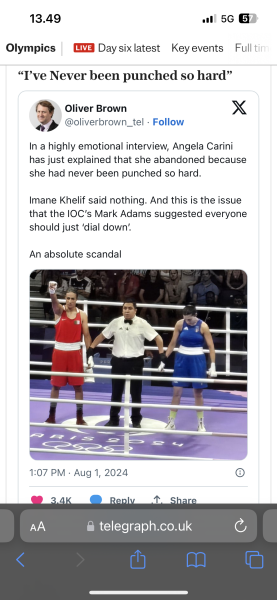 A woman has to box a man today at the Olympics. AIBU to be scared for her?