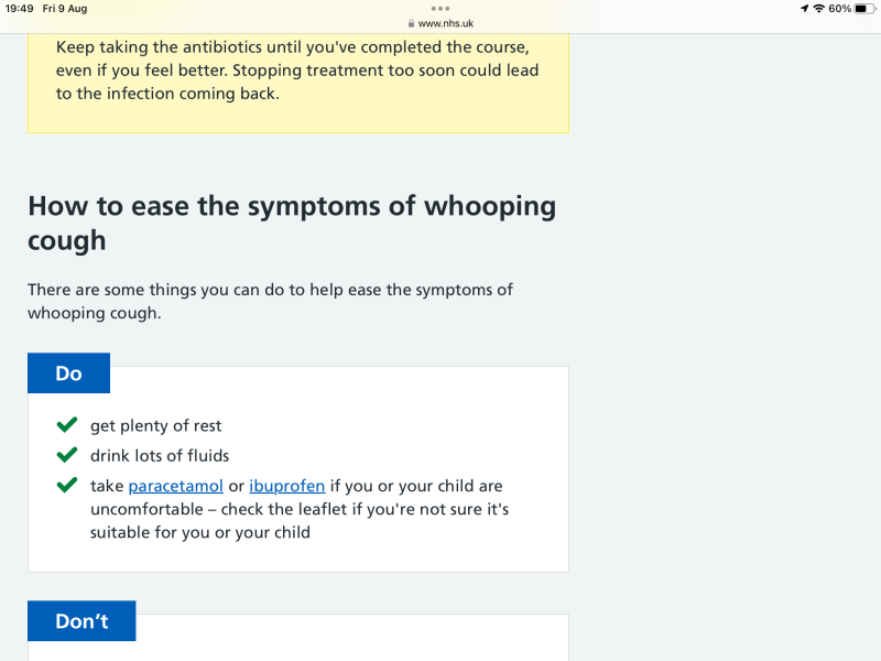 Whooping Cough in older child