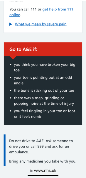 To be concerned about my toe