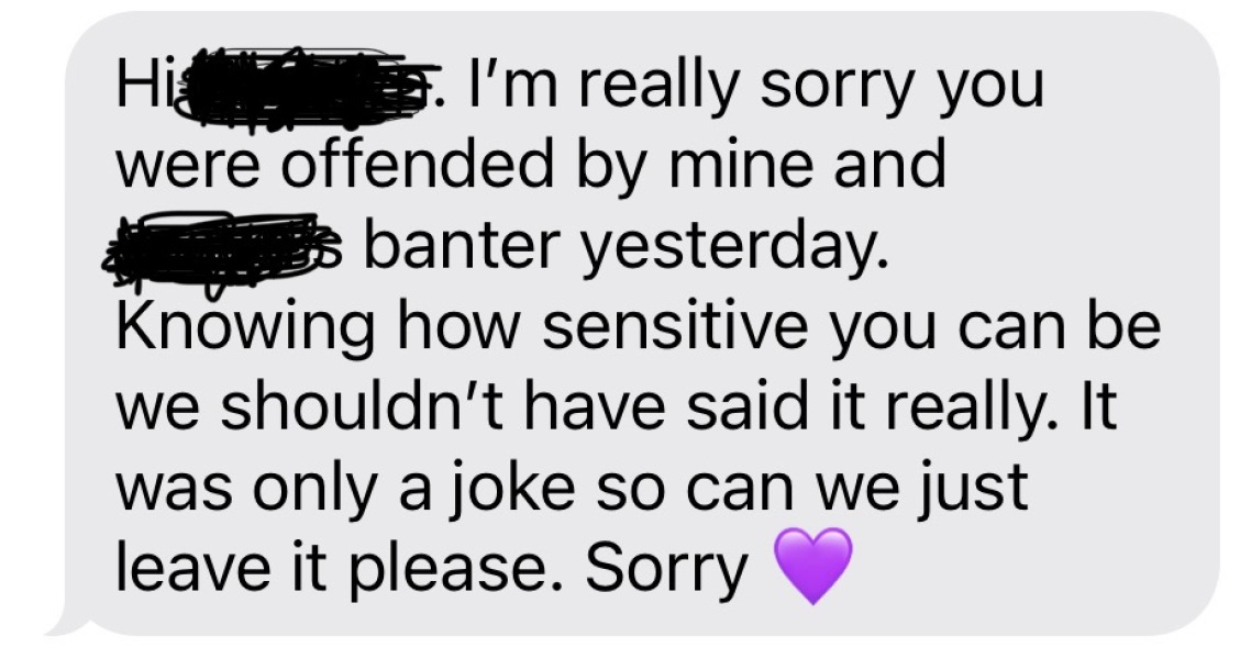 To find this apology an absolute cheek