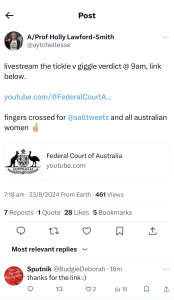 Tickle v Giggle decision Friday 23 August