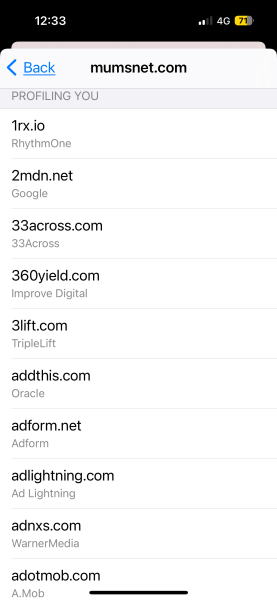 Google tells me that Mumsnet has the biggest amount of tracker services trying to follow me?