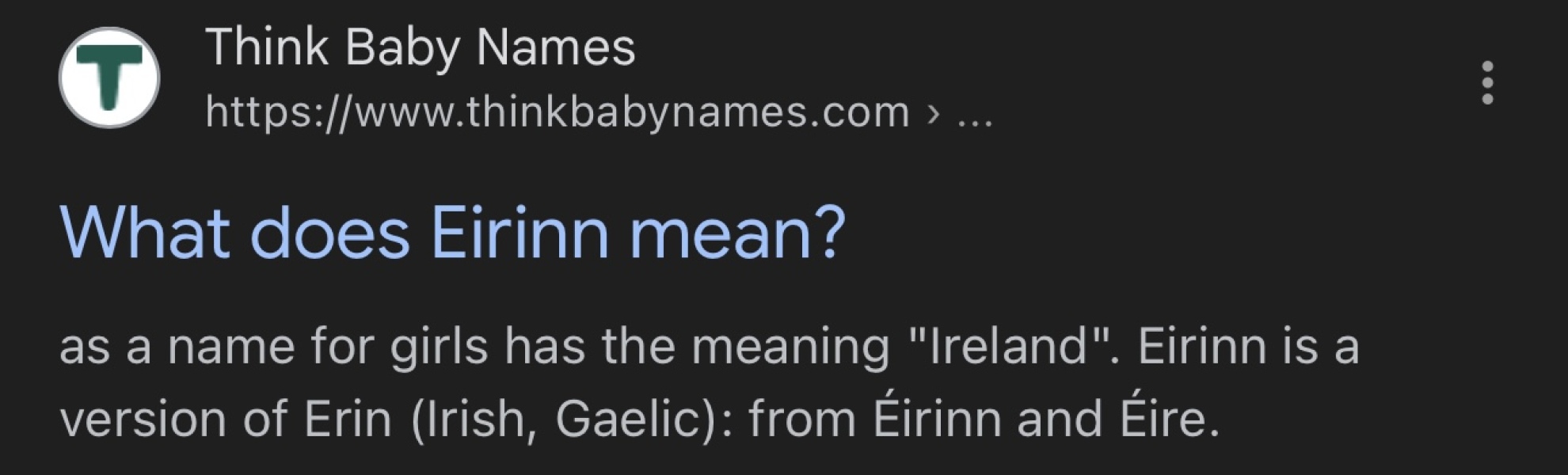 Boy name to match sister Eirinn