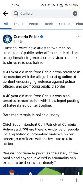 Update on "riots"  tonight from local news sites