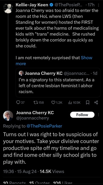 Statement on the gender critical movement and the far right