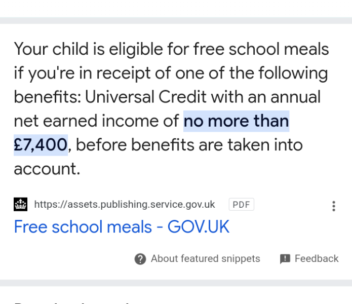 Question about free school meals?