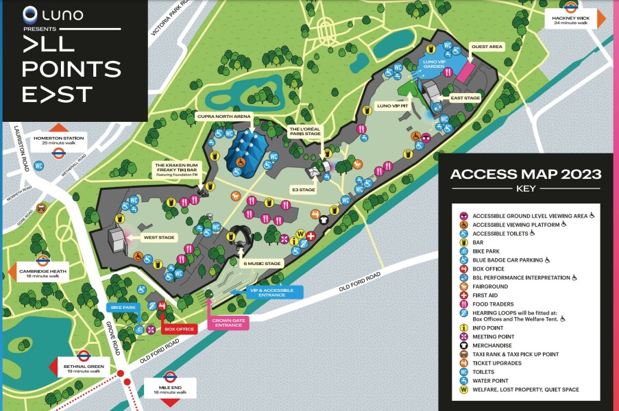 Please help me plan transport home after All Points East Festival Victoria Park