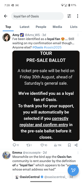 Oasis tickets