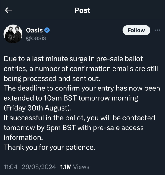 Anyone got an oasis presale code yet?