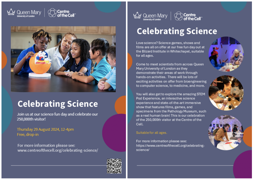 London: FREE family event at the Centre of the Cell: Thur 29th August, 12-4pm