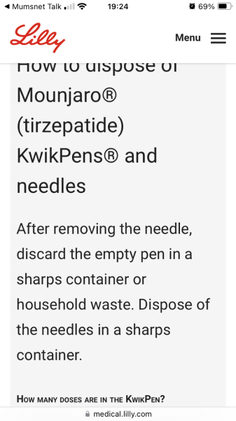 What happens to the needles and pens?