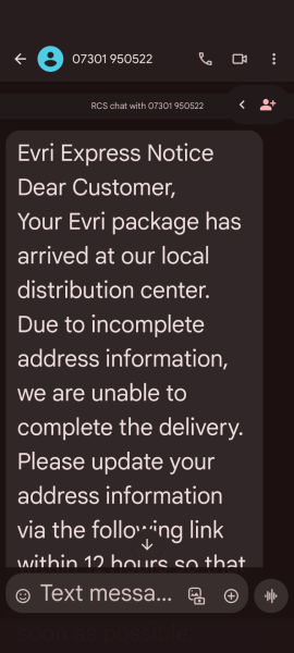 Anyone come across this Evri scam before?