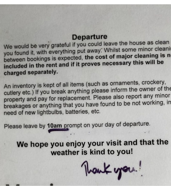 To be sick of 'quick turnaround' holiday cottages and their half arsed cleaning