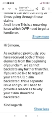 Universal credit and disabled child element backdating
