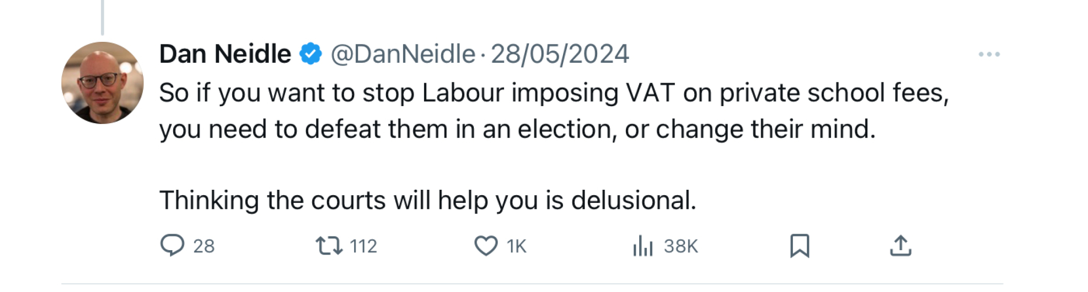 Effect of VAT on admissions - any intel?
