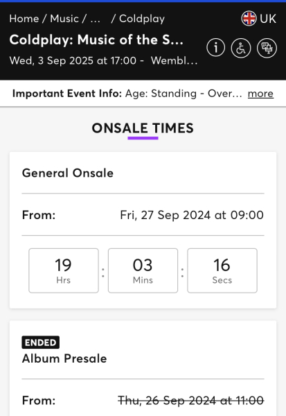 Coldplay presale