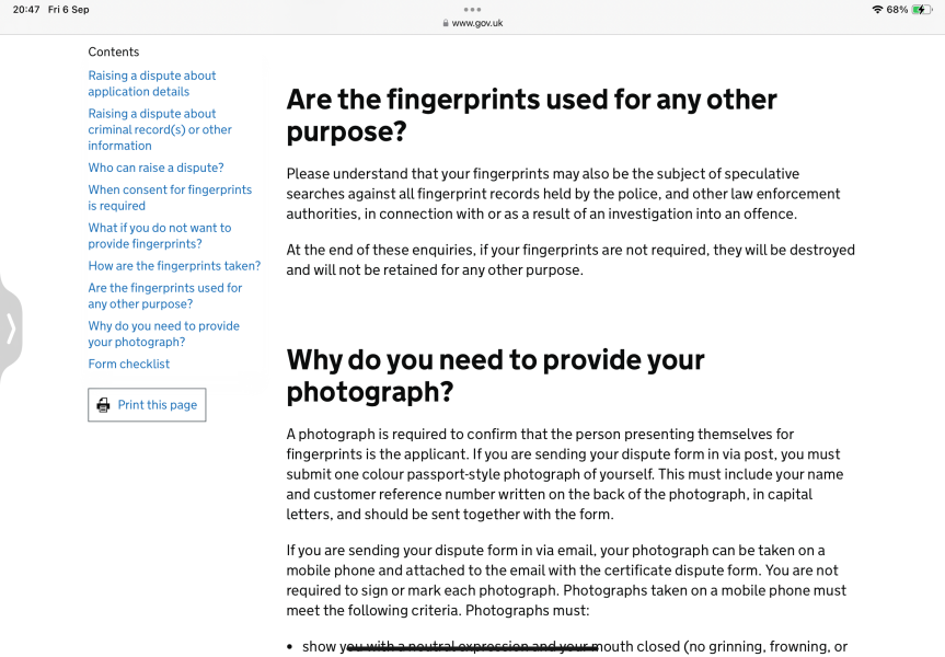 To be reluctant to provide fingerprints for this reason?