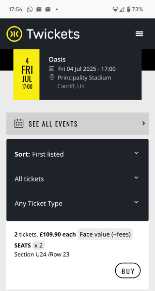 Oasis tickets