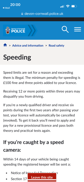 Speeding penalty