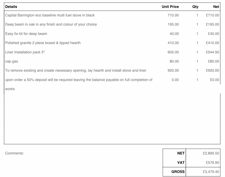 Cost of wood burner and installation