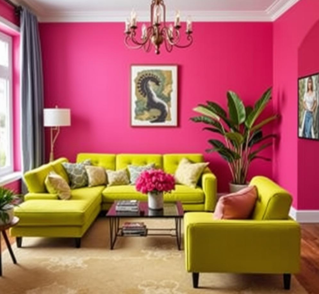 What wall colour to go with lime green sofa?